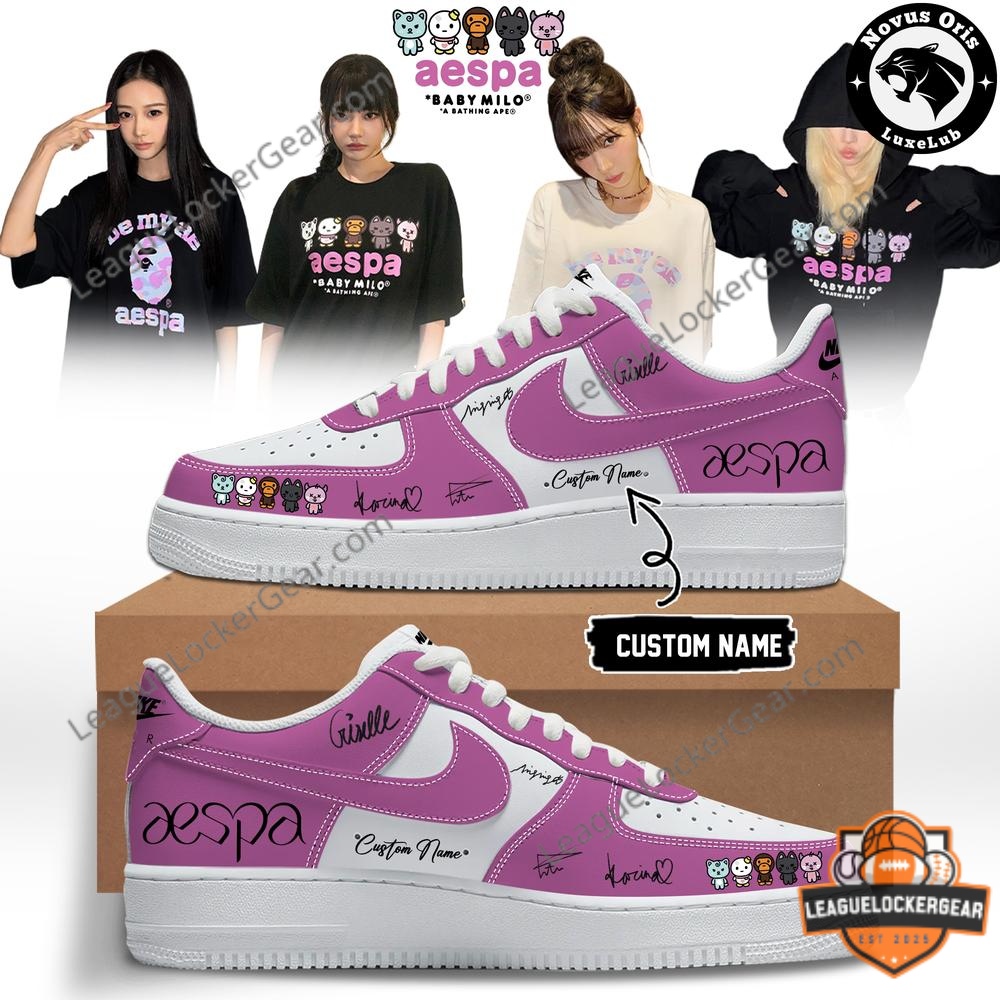 aespa x BAPE BABY MILO Custom Nike Air Force 1 Sneakers