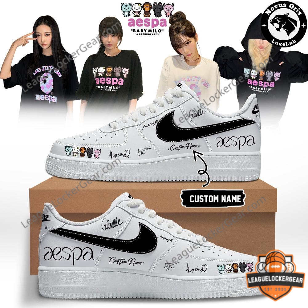 aespa x BAPE BABY MILO Custom Nike Air Force 1 Sneakers
