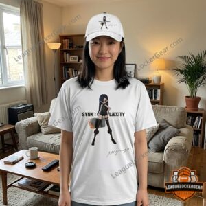 AESPA Ningning Synk Complaexity Tour T-Shirt and Headwear - close-up of white t-shirt neckline