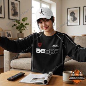 AESPA Ningning SYNk COMPLExITY Tour Sweatshirt - close-up of model's profile and dark background