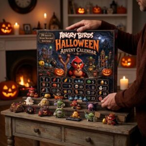 Angry Birds Halloween 2026 Advent Calendar close-up with Red the vampire and spooky background