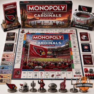 Arizona Cardinals Monopoly Collector Edition Board Game - full game setup with box and pieces