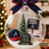 Atlanta Braves 155th Anniversary Globe Ornament - full view with festive background