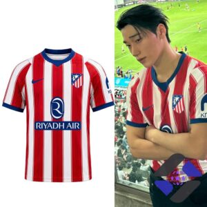 Atletico Madrid ATEEZ Choi San Football Jersey - full front view worn by a person