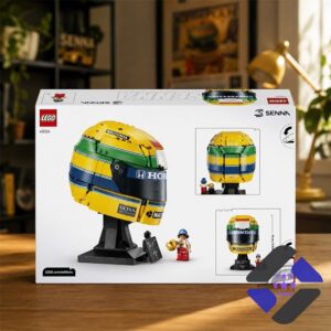 Ayrton Senna Iconic Racing Helmet 43024 LEGO Building Brick Set - box front with Senna branding