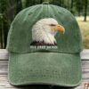 Bald Eagle Fly Free Jackie Hat - front view on a wooden surface