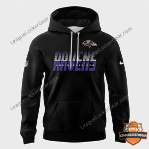 Baltimore Ravens Engineered for Ravens Hoodie - back view with shield logo and front graphic detail