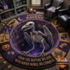 Baltimore Ravens Halloween Quilted Round Rug - full view on wooden floor