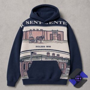 Bbno Sentiente Holden 1856 Landscape Hoodie - full front view of hoodie graphic and hood