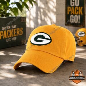 Green Bay Packers Classic Logo Baseball Cap - close-up on a person wearing the cap