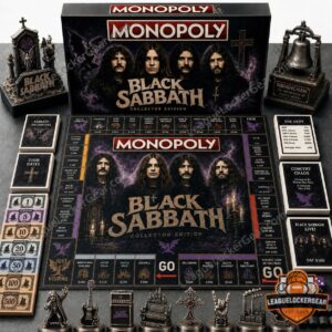 Black Sabbath Collector Edition Monopoly Board Game - full game setup with custom pieces