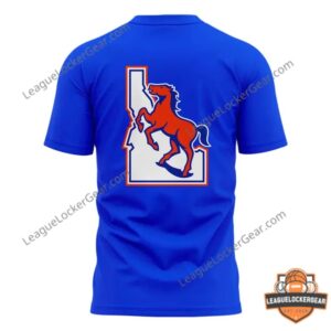 Boise State Broncos Football 40th Anniversary The Blue Helmet T-Shirt - detailed graphic about 'The Blue