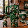 Boston Celtics Lucky the Leprechaun Tumbler With Plush Toy - full view with keychain