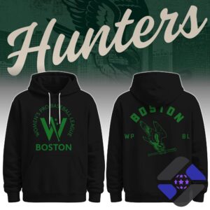 Boston Women's Pro Baseball League Hunters Team Logo Hoodie - front and back view