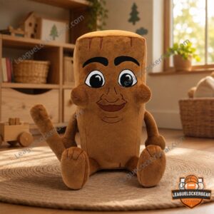 Brainrot Factory x Youtooz Tung Tung Tung Sahur Plush Toy - full front view seated on a rug
