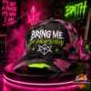 Bring Me The Horizon Neon Chaos Camo Cap - front view on a glowing display stand