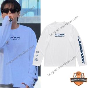 BTS Jungkook Calvin Klein CKJK Est 2026 Long Sleeve T-Shirt - worn by Jungkook next to product flat lay