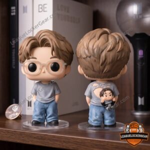 BTS RM With Peeking Jin Funny Moment Funko Pop Resin Figure - front and back views side by side