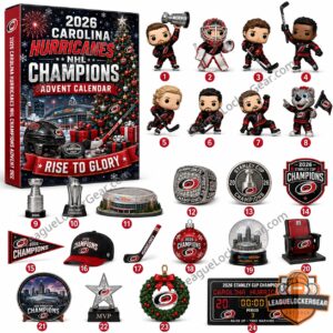 Carolina Hurricanes 2026 NHL Champions Advent Calendar - front view of the calendar box