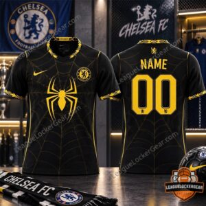 Chelsea FC Spider-Man Custom Name Number Football Jersey - back upper detail
