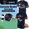 Chicago Bears Peanuts Kids Game 2026 T-Shirt - promotional graphic displaying two navy blue T-shirts and game