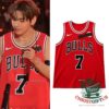 Chicago Bulls BTS Taehyung V Day 2 Jersey - front worn view and flat jersey display