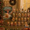 Christmas Gingerbread 24 Days Figurines Advent Calendar - full display with festive background