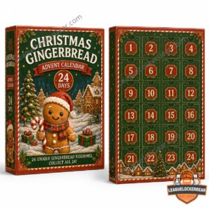 Christmas Gingerbread 24 Days Figurines Advent Calendar - close-up of box and top figurines