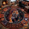 Cincinnati Bengals Halloween Quilted Round Rug - full view in a cozy living room setting