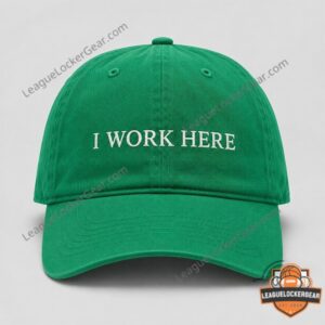 Cincinnati Bengals Joe Burrow I Work Here Hat - close-up of the cap showing embroidery