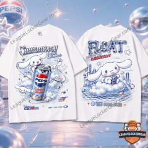 Cinnamoroll Pepsi Cream Soda Float T-Shirt - front and back design display