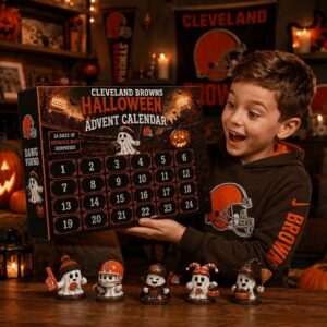 Cleveland Browns Halloween 2026 Advent Calendar - close-up of top left calendar and figures