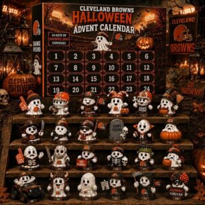 Cleveland Browns Halloween 2026 Advent Calendar - full display of calendar and ghost figures