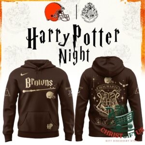 Cleveland Browns Harry Potter 25 Years of Magic Hoodie 2026 - front and back views