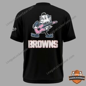 Cleveland Browns MGK Brownie the Elf Guitar T-Shirt - back graphic of elf and team name