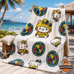 Club America Hello Kitty 2026 Blanket - showing multiple Hello Kitty poses