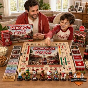 Coca-Cola Collector Edition Monopoly Board Game - themed diner model and game board details