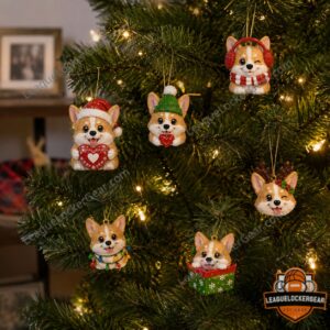 Corgi Heart Christmas Advent Calendar 24 Acrylic Ornaments - close-up of the advent calendar box and top tier