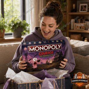 Courage the Cowardly Dog Monopoly game box and board close-up of 'Nowhere' properties