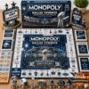 Dallas Cowboys Championship Anniversary Monopoly Board Game - full view with game pieces and box