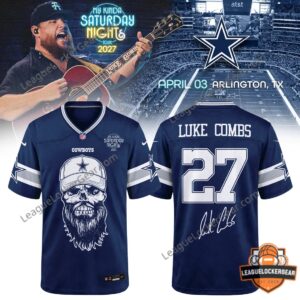 Dallas Cowboys Luke Combs My Kinda Saturday Night Tour 2027 Football Jersey - front and back view