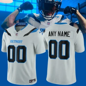Detroit Lions DEFEND THE DEN Custom Football Jersey - front and back display