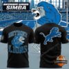 Detroit Lions Disney x Champion Simba T-Shirt - front and back views with stadium background