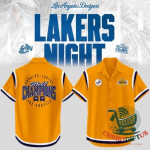 Dodgers and Lakers Lakers Night Hawaiian Shirt 2026 - front and back views