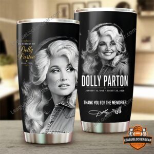 Dolly Parton In Memory Of Thank You For The Memories 2026 Tumbler - two memorial tumblers displayed