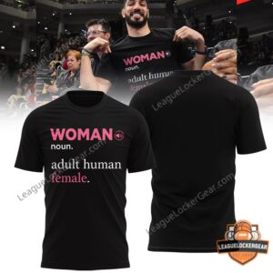 Enes Kanter WOMAN Adult Human Female T-Shirt - front and back view with a man wearing it