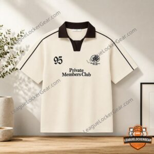 Eric Garcia Private Members Club 95 Polo Shirt - close-up on man's face and chest