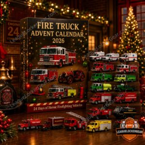 Fire Truck 2026 Advent Calendar - box and collection of miniature vehicles displayed