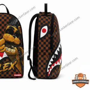 Five Nights at Freddy's Custom Name Alex Shark Mouth Sprayground AOP Backpack - close-up of top front
