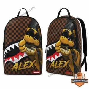 Five Nights at Freddy's Custom Name Alex Shark Mouth Sprayground AOP Backpack - front and angled view